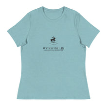 Load image into Gallery viewer, Watch Hill, Rhode Island &quot;I Caught The Brass Ring&quot; Women&#39;s T-Shirt | Heather Blue Lagoon
